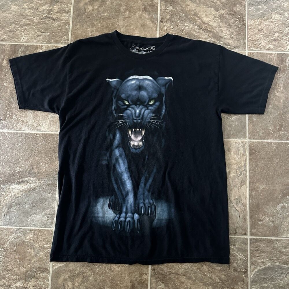 Y2K Black Panther Genuine Tee AOP Large Print Good Condition Size Large Men’s
